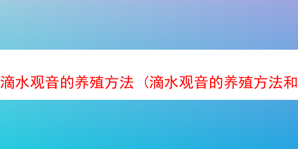 滴水观音的养殖方法 (滴水观音的养殖方法和注意事项 怎么养)