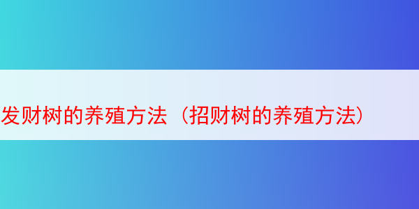 发财树的养殖方法 (招财树的养殖方法)