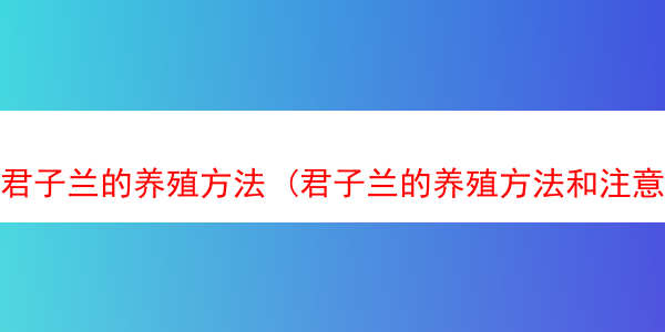 君子兰的养殖方法 (君子兰的养殖方法和注意事项有哪些)