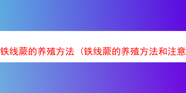 铁线蕨的养殖方法 (铁线蕨的养殖方法和注意事项有哪些)