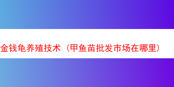 金钱龟养殖技术 (甲鱼苗批发市场在哪里)