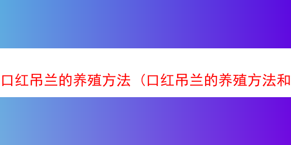 口红吊兰的养殖方法 (口红吊兰的养殖方法和注意事项)