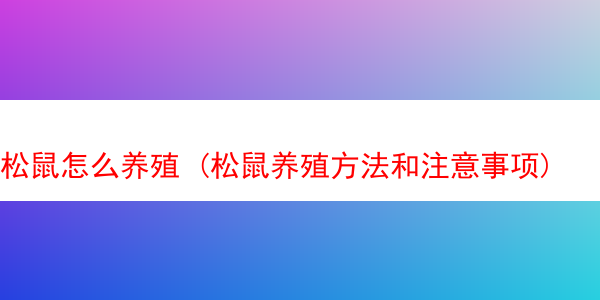 松鼠怎么养殖 (松鼠养殖方法和注意事项)