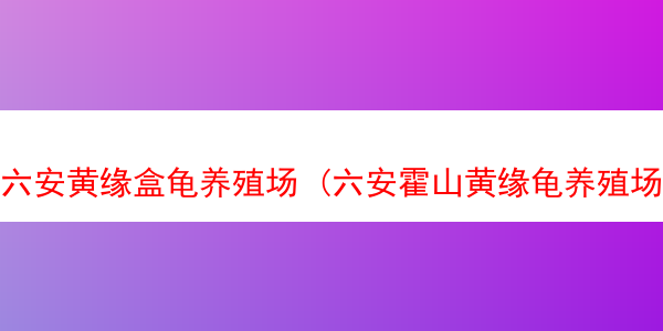 六安黄缘盒龟养殖场 (六安霍山黄缘龟养殖场)