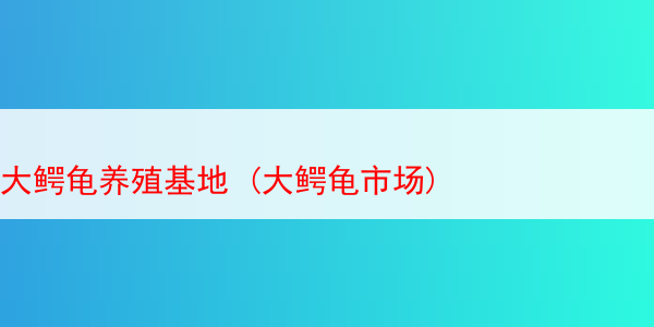 大鳄龟养殖基地 (大鳄龟市场)