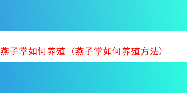 燕子掌如何养殖 (燕子掌如何养殖方法)