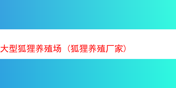 大型狐狸养殖场 (狐狸养殖厂家)