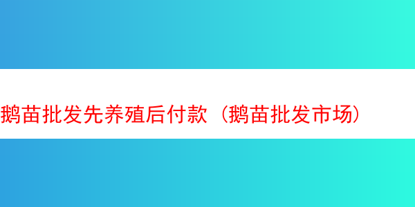 鹅苗批发先养殖后付款 (鹅苗批发市场)