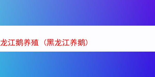 龙江鹅养殖 (黑龙江养鹅)