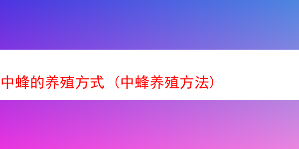 中蜂的养殖方式 (中蜂养殖方法)