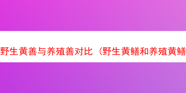 野生黄善与养殖善对比 (野生黄鳝和养殖黄鳝的区别是什么)