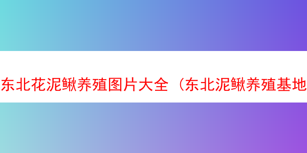 东北花泥鳅养殖图片大全 (东北泥鳅养殖基地)