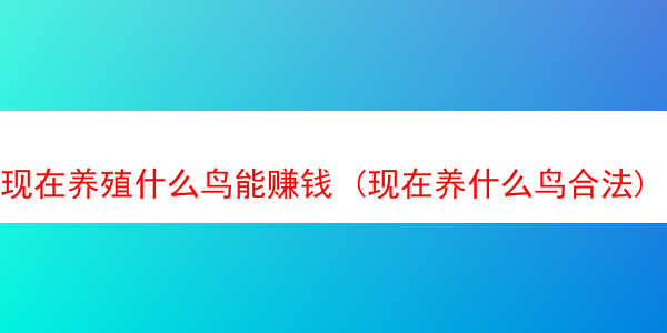 现在养殖什么鸟能赚钱 (现在养什么鸟合法)