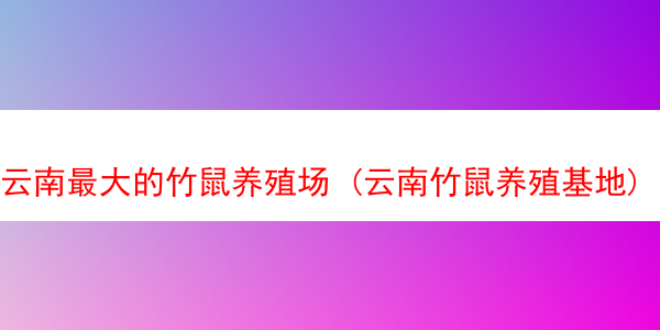 云南最大的竹鼠养殖场 (云南竹鼠养殖基地)