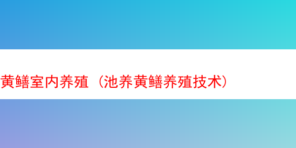 黄鳝室内养殖 (池养黄鳝养殖技术)