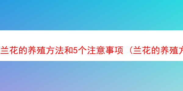 兰花的养殖方法和5个注意事项 (兰花的养殖方法和注意事项有哪些)