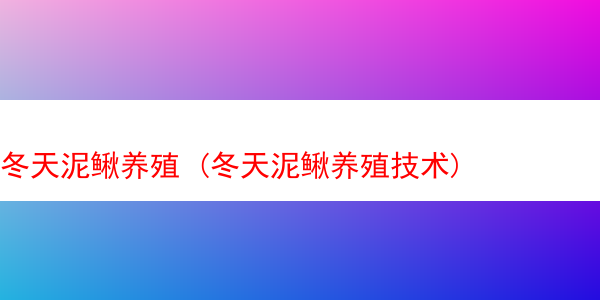 冬天泥鳅养殖 (冬天泥鳅养殖技术)