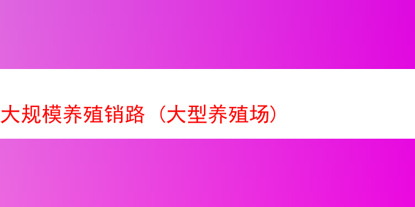 大规模养殖销路 (大型养殖场)