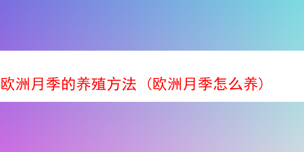 欧洲月季的养殖方法 (欧洲月季怎么养)