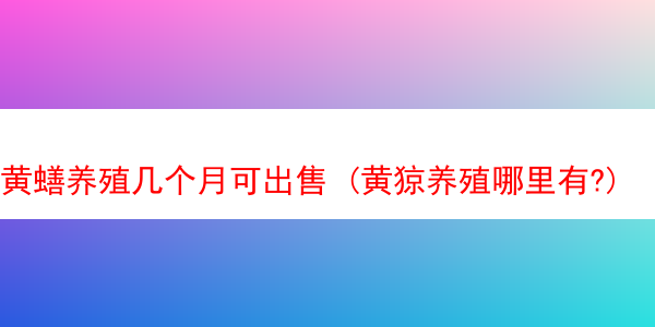 黄蟮养殖几个月可出售 (黄猄养殖哪里有?)