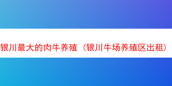 银川最大的肉牛养殖 (银川牛场养殖区出租)