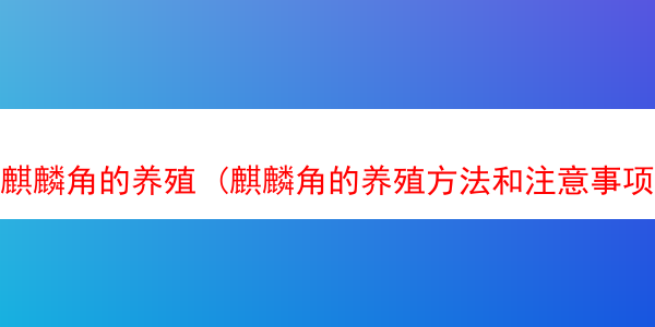 麒麟角的养殖 (麒麟角的养殖方法和注意事项)