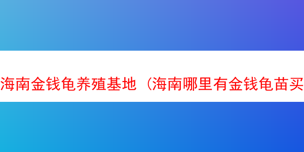 海南金钱龟养殖基地 (海南哪里有金钱龟苗买)