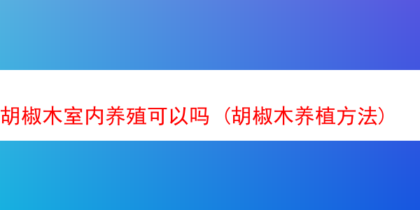 胡椒木室内养殖可以吗 (胡椒木养植方法)