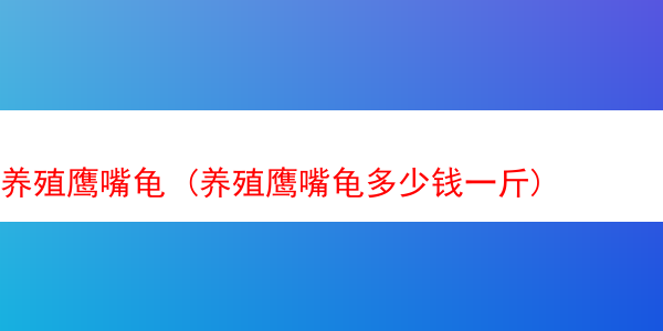 养殖鹰嘴龟 (养殖鹰嘴龟多少钱一斤)