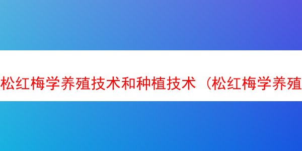 松红梅学养殖技术和种植技术 (松红梅学养殖技术和种植技术好吗)