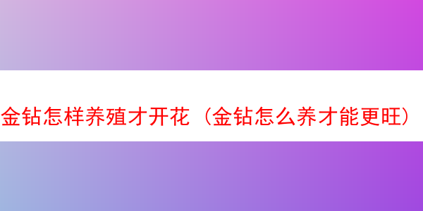 金钻怎样养殖才开花 (金钻怎么养才能更旺)