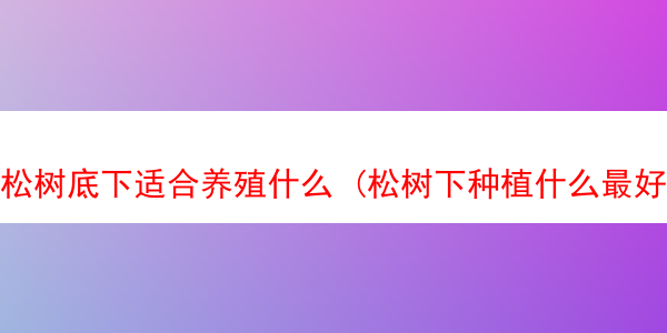 松树底下适合养殖什么 (松树下种植什么最好)