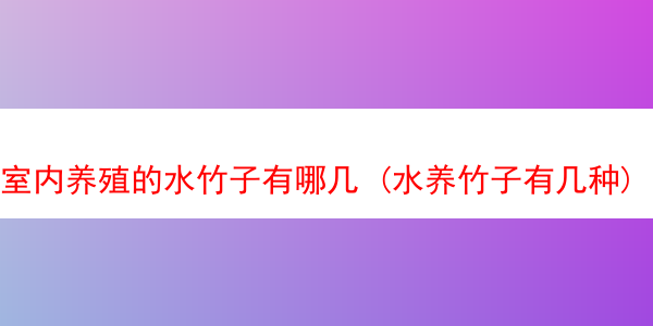 室内养殖的水竹子有哪几 (水养竹子有几种)