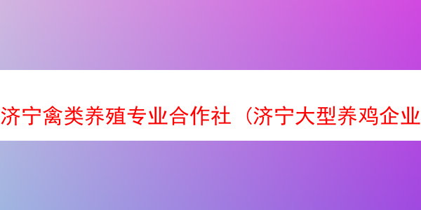 济宁禽类养殖专业合作社 (济宁大型养鸡企业)