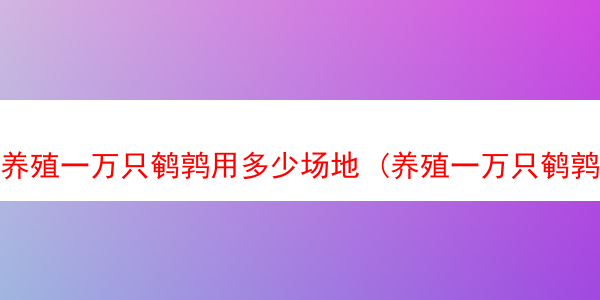 养殖一万只鹌鹑用多少场地 (养殖一万只鹌鹑,一年可以有多少利润?答案你万万想不到)