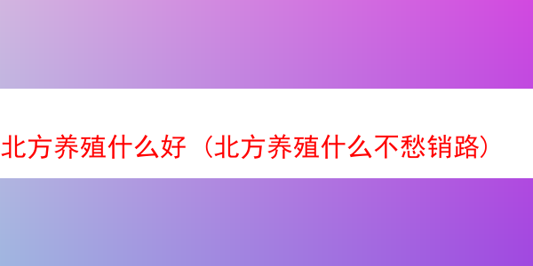 北方养殖什么好 (北方养殖什么不愁销路)