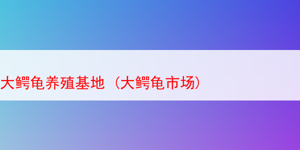 大鳄龟养殖基地 (大鳄龟市场)