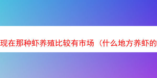 现在那种虾养殖比较有市场 (什么地方养虾的多)