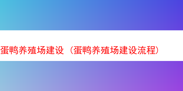 蛋鸭养殖场建设 (蛋鸭养殖场建设流程)