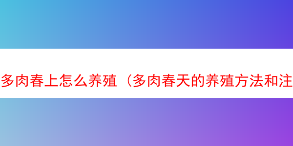 多肉春上怎么养殖 (多肉春天的养殖方法和注意事项)