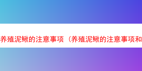 养殖泥鳅的注意事项 (养殖泥鳅的注意事项和禁忌)