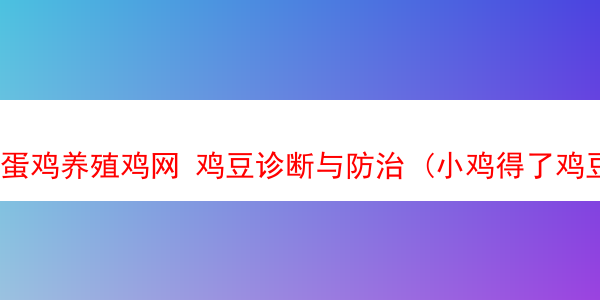 蛋鸡养殖鸡网 鸡豆诊断与防治 (小鸡得了鸡豆用什么药?)