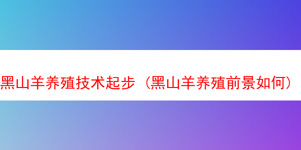 黑山羊养殖技术起步 (黑山羊养殖前景如何)