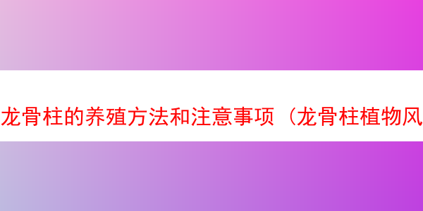 龙骨柱的养殖方法和注意事项 (龙骨柱植物风水作用)