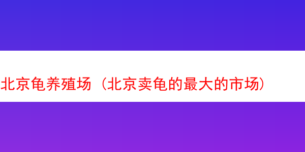 北京龟养殖场 (北京卖龟的最大的市场)