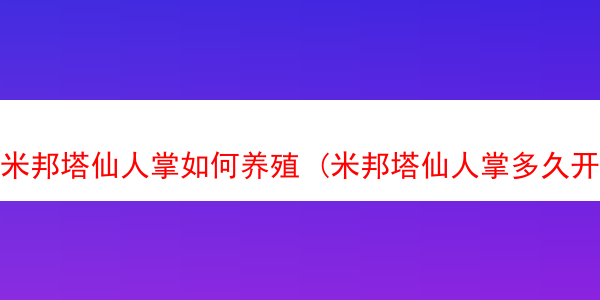 米邦塔仙人掌如何养殖 (米邦塔仙人掌多久开花结果)