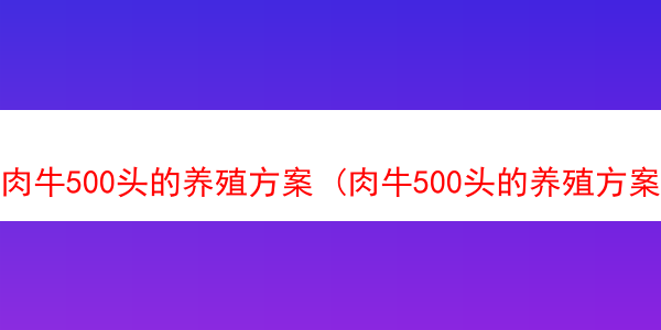 肉牛500头的养殖方案 (肉牛500头的养殖方案设计)