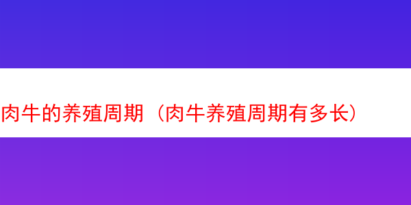 肉牛的养殖周期 (肉牛养殖周期有多长)