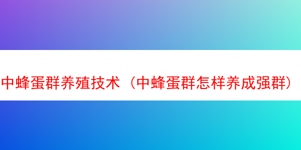 中蜂蛋群养殖技术 (中蜂蛋群怎样养成强群)