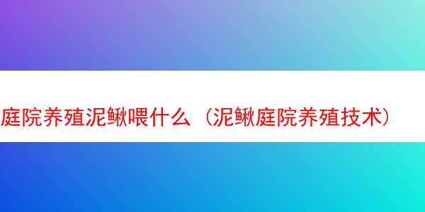 庭院养殖泥鳅喂什么 (泥鳅庭院养殖技术)